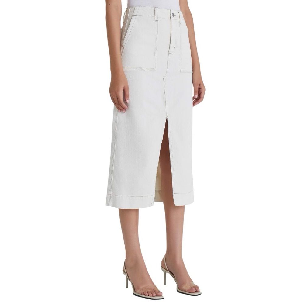 nwt AG Jeans Women's Lana Woven Workwear Skirt Midi White 27